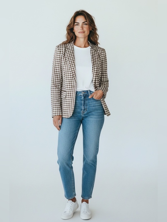New York & Company Jackets & Blazers - 7th Avenue New York And Company Suit Collection Brown Beige Checkered Blazer
